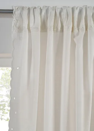 Rideau en coton à bordures brodées (1 pce) • crème • Boutique bonprix