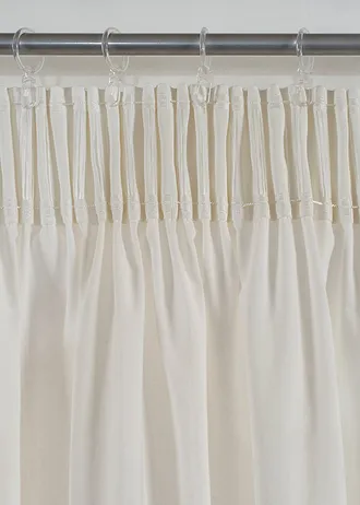 Rideau en coton à bordures brodées (1 pce) • crème • Boutique bonprix