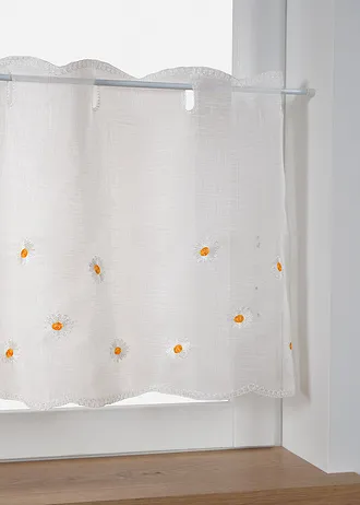 Valletje met geborduurde bloemen, Kleur: wit-sand