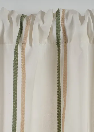 Rideau à rayures tissées (1 pce) • crème-sable-vert foncé • Boutique bonprix