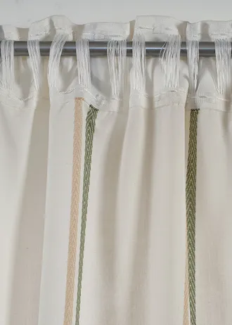 Draperie cu dungi țesute  din bumbac organic (1 buc.) • crem/verde • magazin bonprix