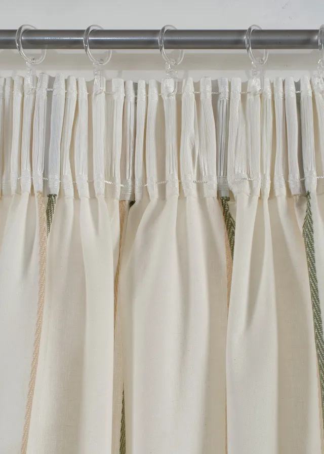 Rideau en coton à rayures tissées (1 pce) • crème-vert • product-page.page-title-suffix