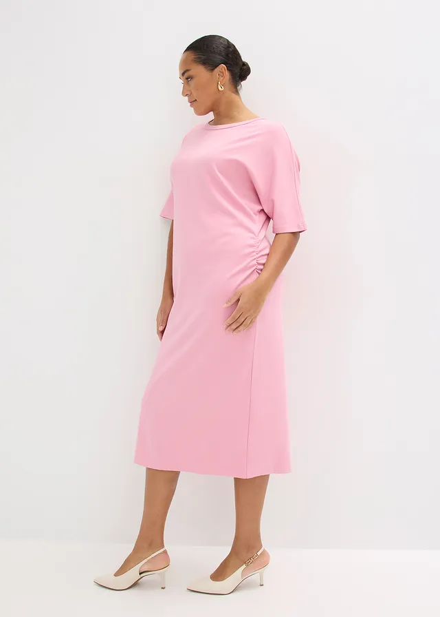 Robe midi en Punto di Roma confortable, Couleur: orchidée fumé