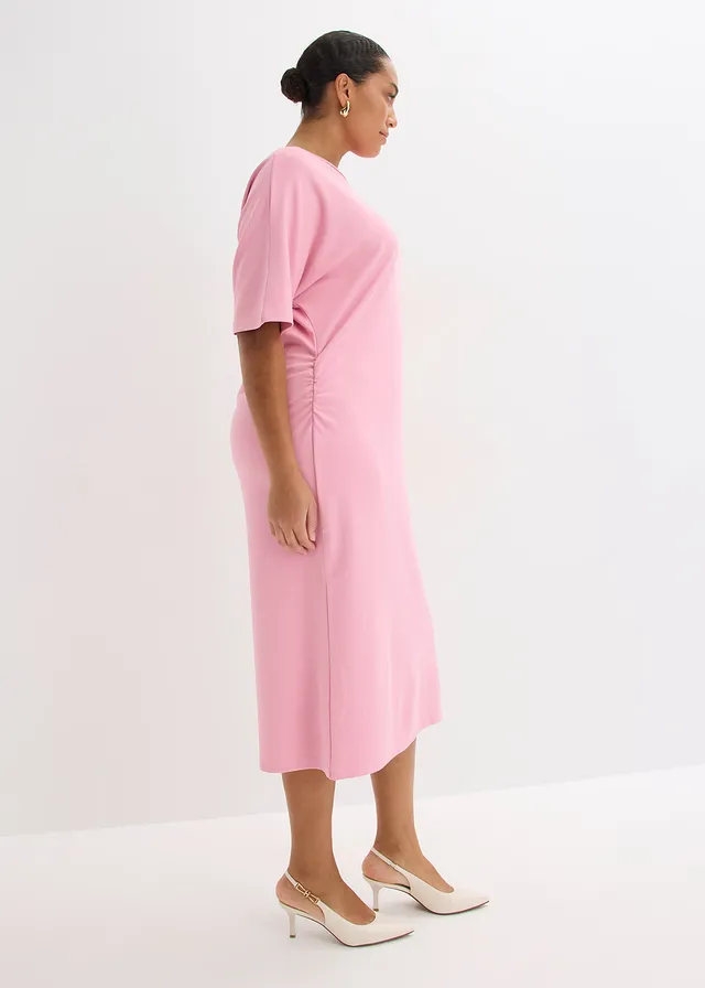 Robe midi en Punto di Roma confortable, Couleur: orchidée fumé