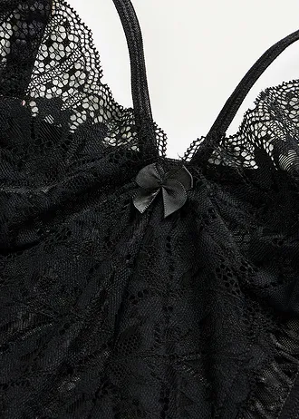 Podvazkový top a kalhotky string (2dílná souprava) • černá • bonprix obchod