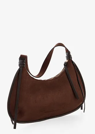 Schoudertas in imitatiesuède met biezen • cappuccino • bonprix online shop