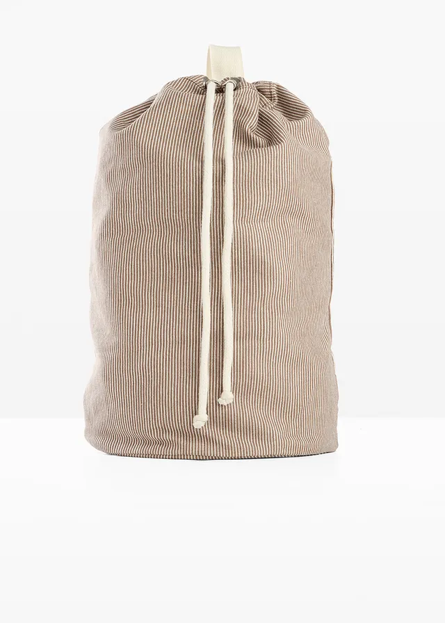 Sac à dos en toile rayée • marron-blanc nacré • Boutique bonprix