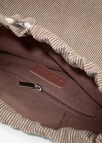 Sac à dos en toile rayée • marron-blanc nacré • Boutique bonprix