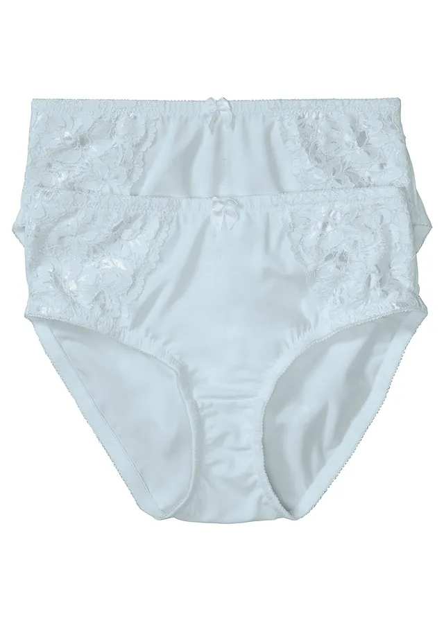 Lot de 2 slips Maxi avec dentelle • bleu-crème • Boutique bonprix