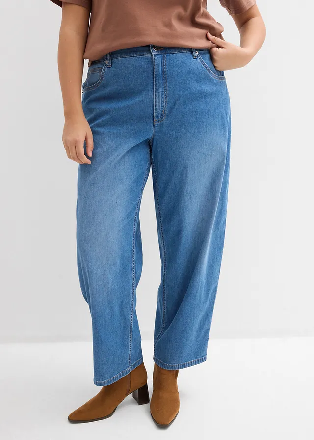 Barrel jeans high waist, Kleur: lichtblauw denim used