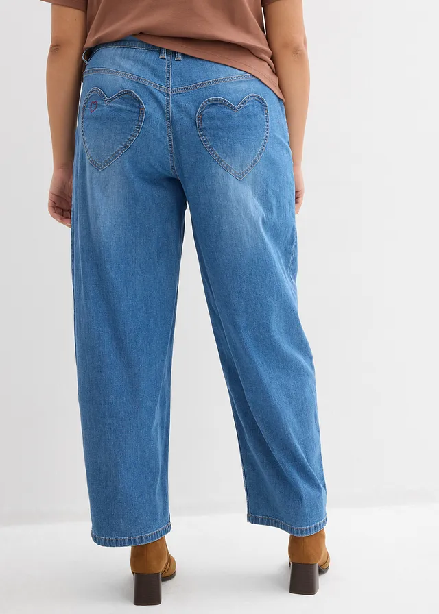 Barrel jeans high waist, Kleur: lichtblauw denim used