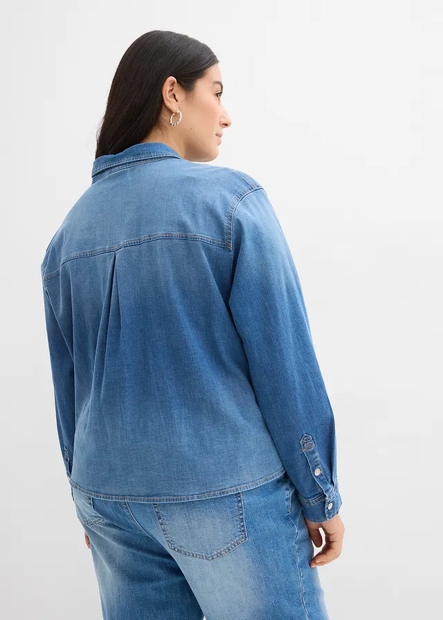 Chemise en jean, Couleur: bleu clair denim