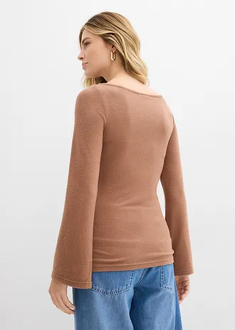 Longsleeve van een zachte viscosemix • kastanjebruin • bonprix online shop