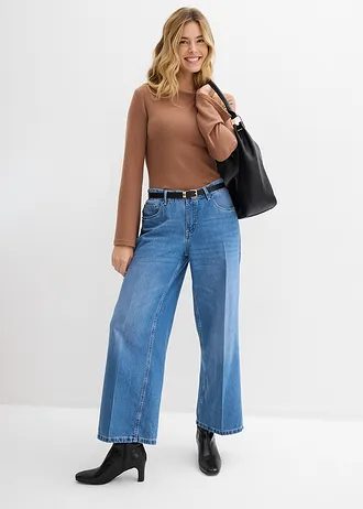 Bluză cu mâneci lungi din mix moale cu viscoză • maro castaniu • magazin bonprix