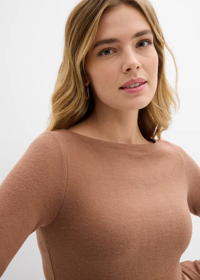 T-shirt manches longues doux en viscose mélangée • marron • product-page.page-title-suffix