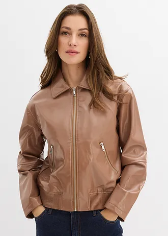 Veste enduite courte, Couleur: marron