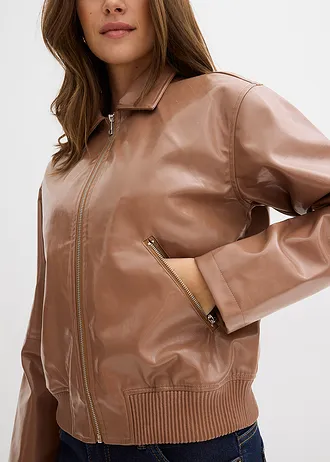 Korte jas van imitatieleer • kastanjebruin • bonprix online shop