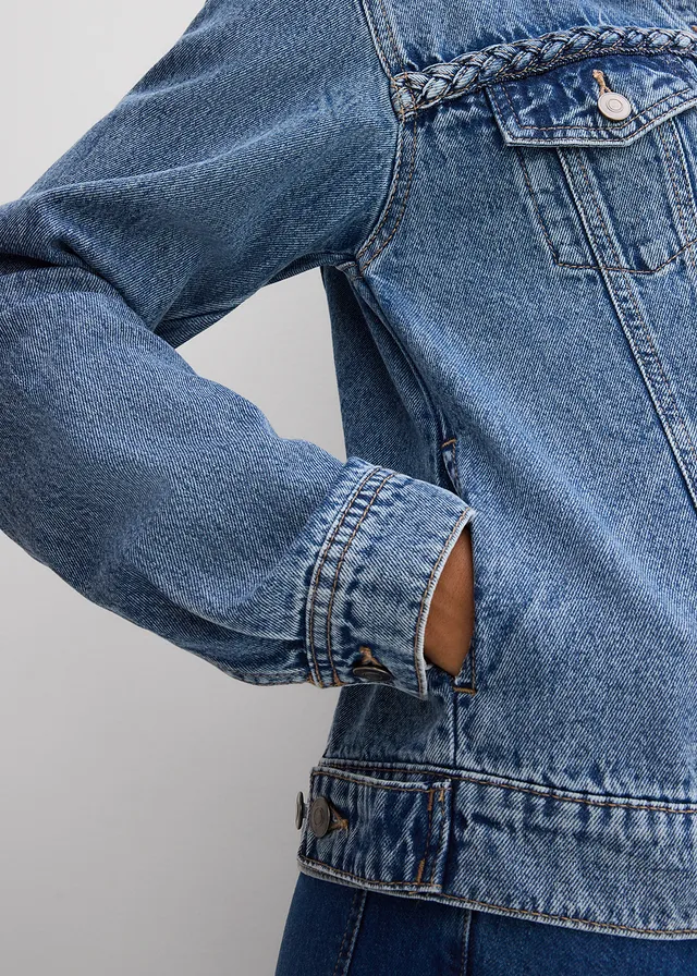 Veste en jean à détail tressé • bleu clair denim used • product-page.page-title-suffix