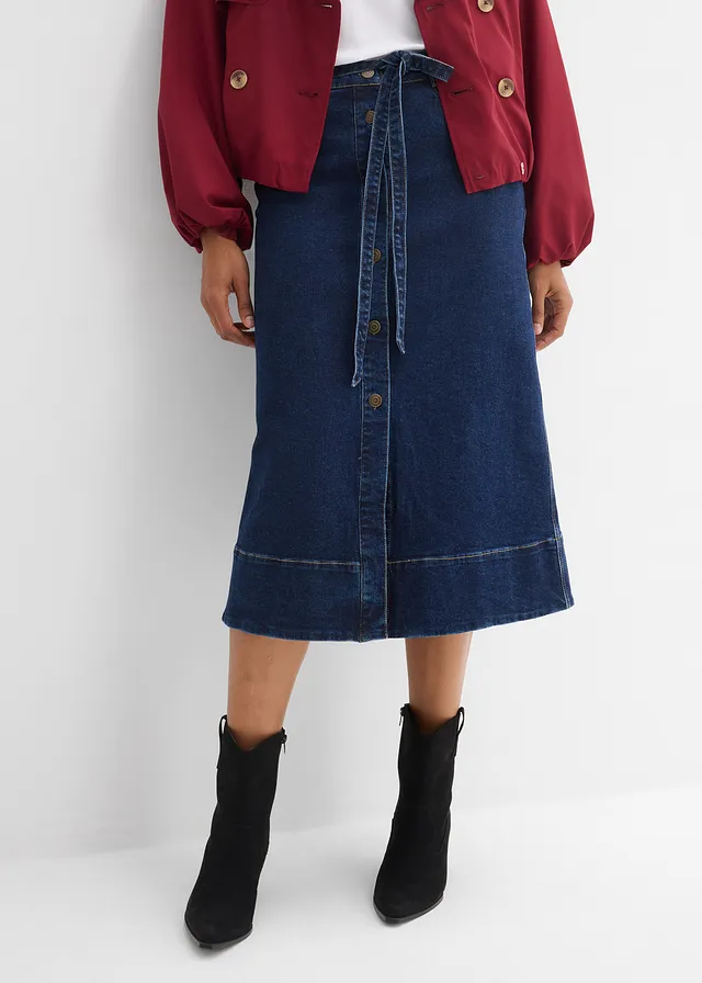 Jupe midi en jean avec boutons • bleu foncé denim used • product-page.page-title-suffix