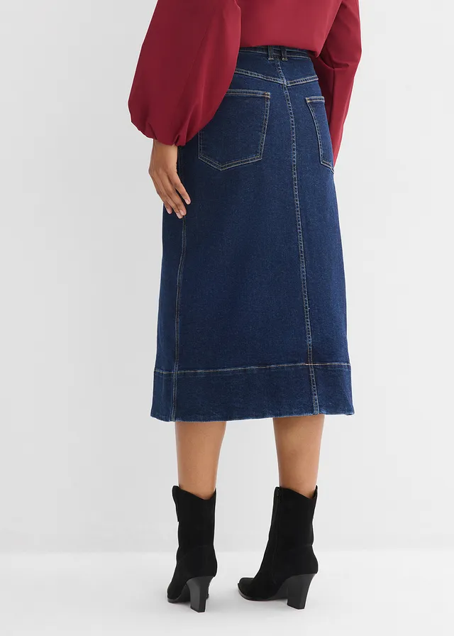 Jupe midi en jean avec boutons • bleu foncé denim used • product-page.page-title-suffix