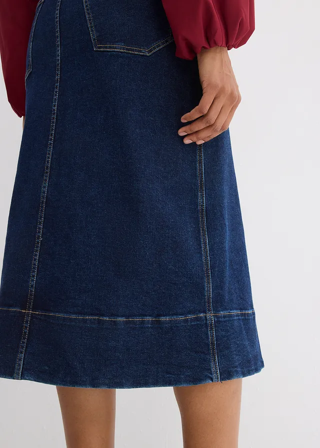 Jupe midi en jean avec boutons • bleu foncé denim used • product-page.page-title-suffix