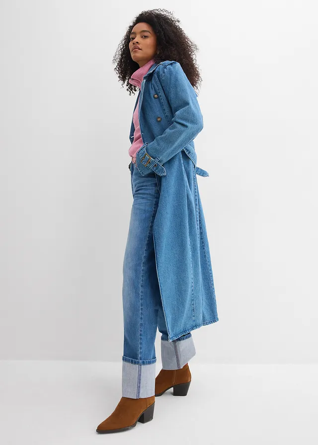 Loose fit straight jeans, high waist • middenblauw denim used • product-page.page-title-suffix