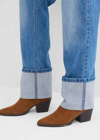 Blugi Loose Straight, High Waist • albastru mediu denim uzat • magazin bonprix