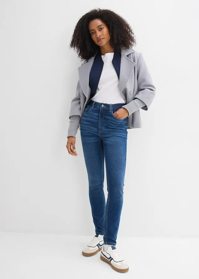 Blugi Skinny High Waist, talie comodă, culoare: 