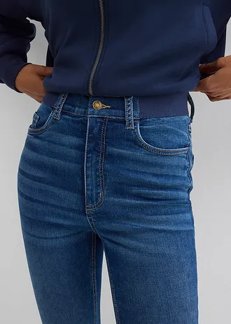 Skinny jeans, high waist, comfortband • donkerblauw denim used • bonprix online shop