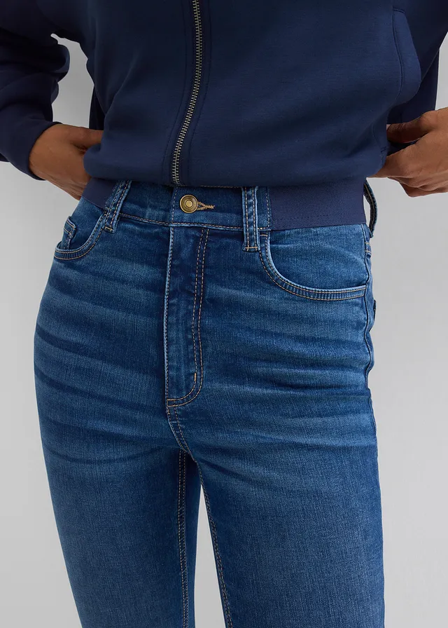 Skinny džíny, High Waist, pohodlný pas • tmavě modrý denim used • bonprix obchod