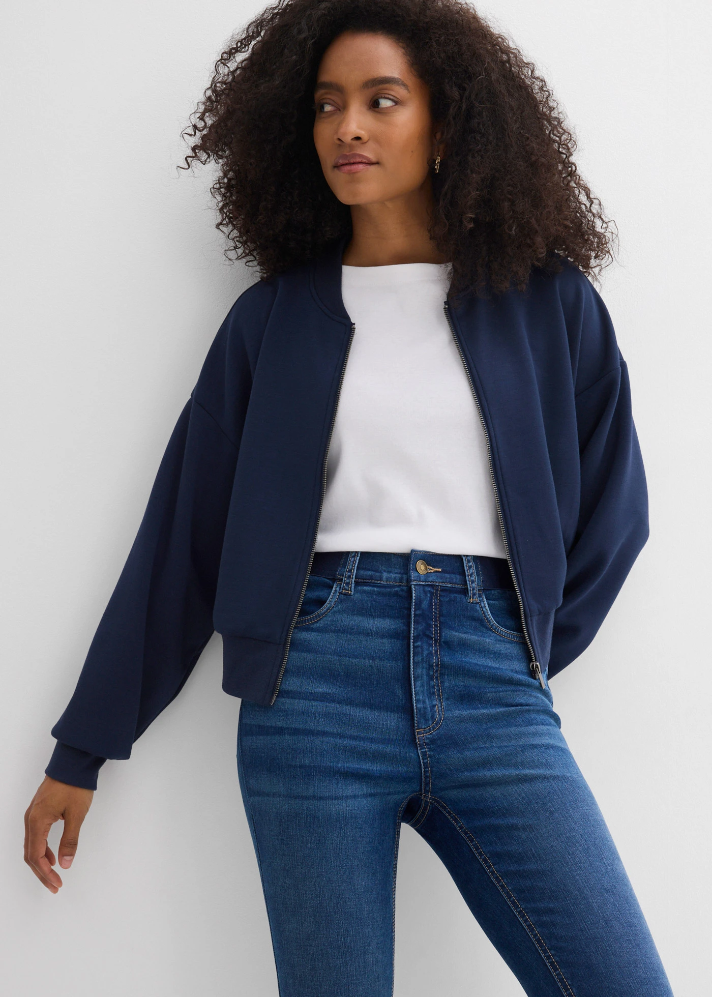 Skinny jeans, high waist, comfortband • donkerblauw denim used • bonprix online shop