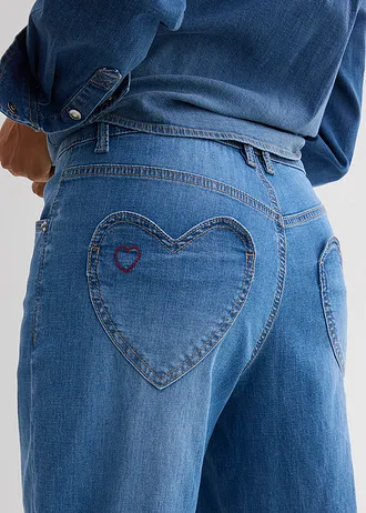 Džínsy barrel, High Waist • svetlomodrá denim used • obchod bonprix