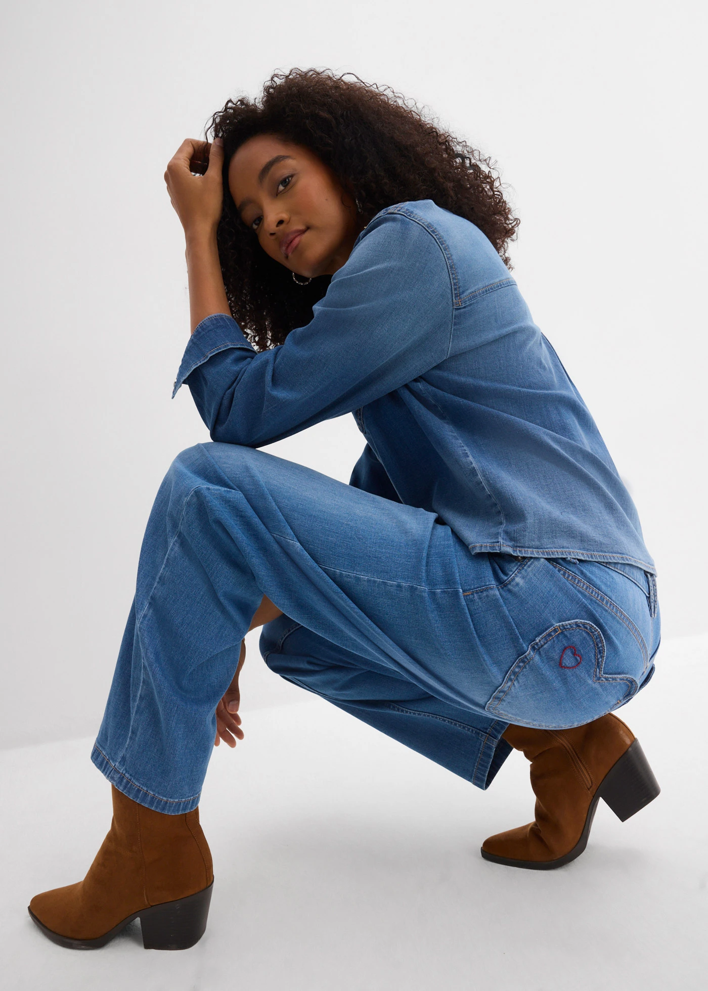 Barrel jeans high waist • lichtblauw denim used • bonprix online shop