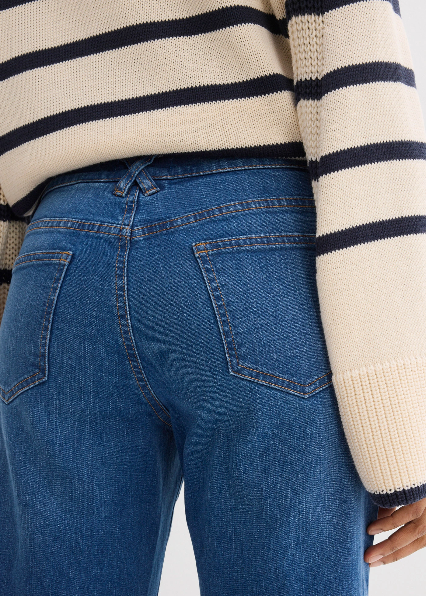 Jean droit, taille mi-haute, cropped • bleu denim used  • Boutique bonprix