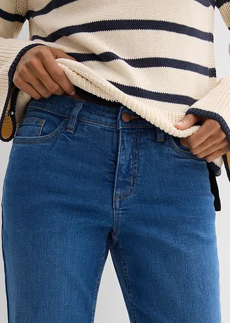 Straight jeans, mid waist, biologisch katoen cropped • blauw denim used • bonprix online shop