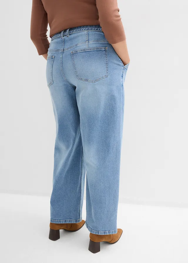 Barrel jeans mid waist, Kleur: lichtblauw denim used
