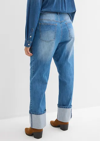 Loose fit straight jeans, high waist, Kleur: middenblauw denim used