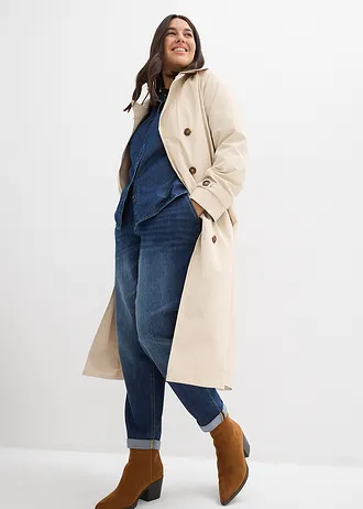 Boyfriend jeans, mid waist, elastische band, Kleur: donkerblauw denim used