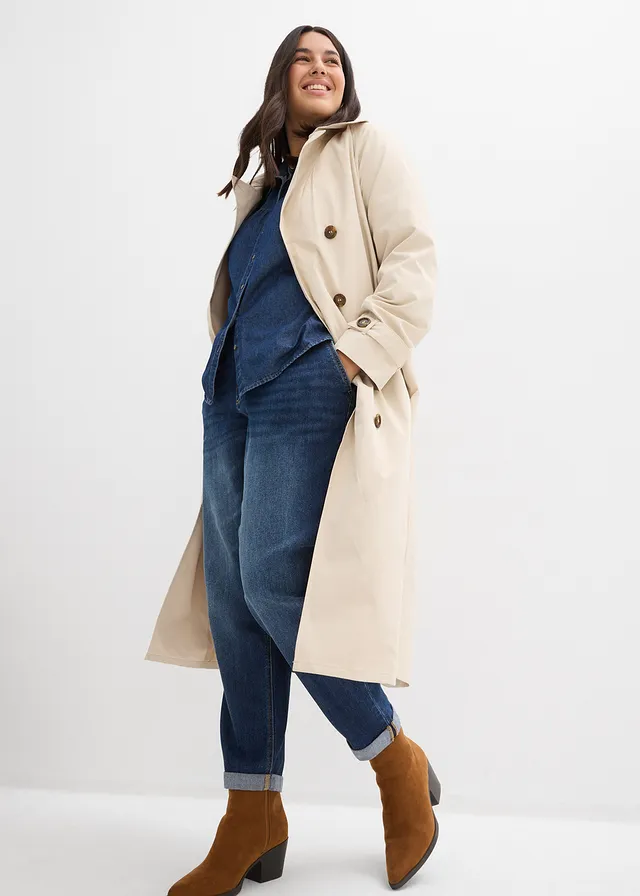 Boyfriend jeans, mid waist, elastische band, Kleur: donkerblauw denim used