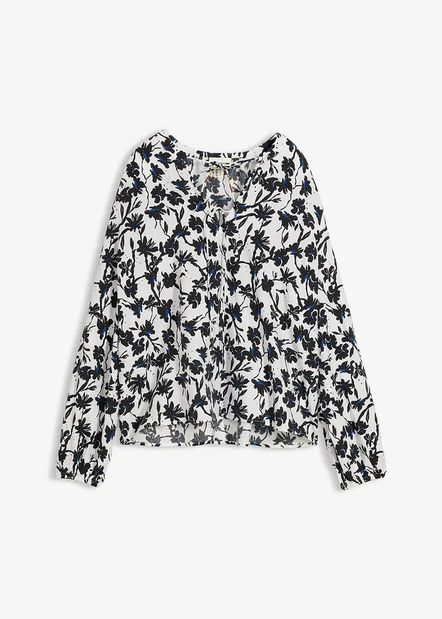 Blouse à effet froissé • écru-noir floral • Boutique bonprix
