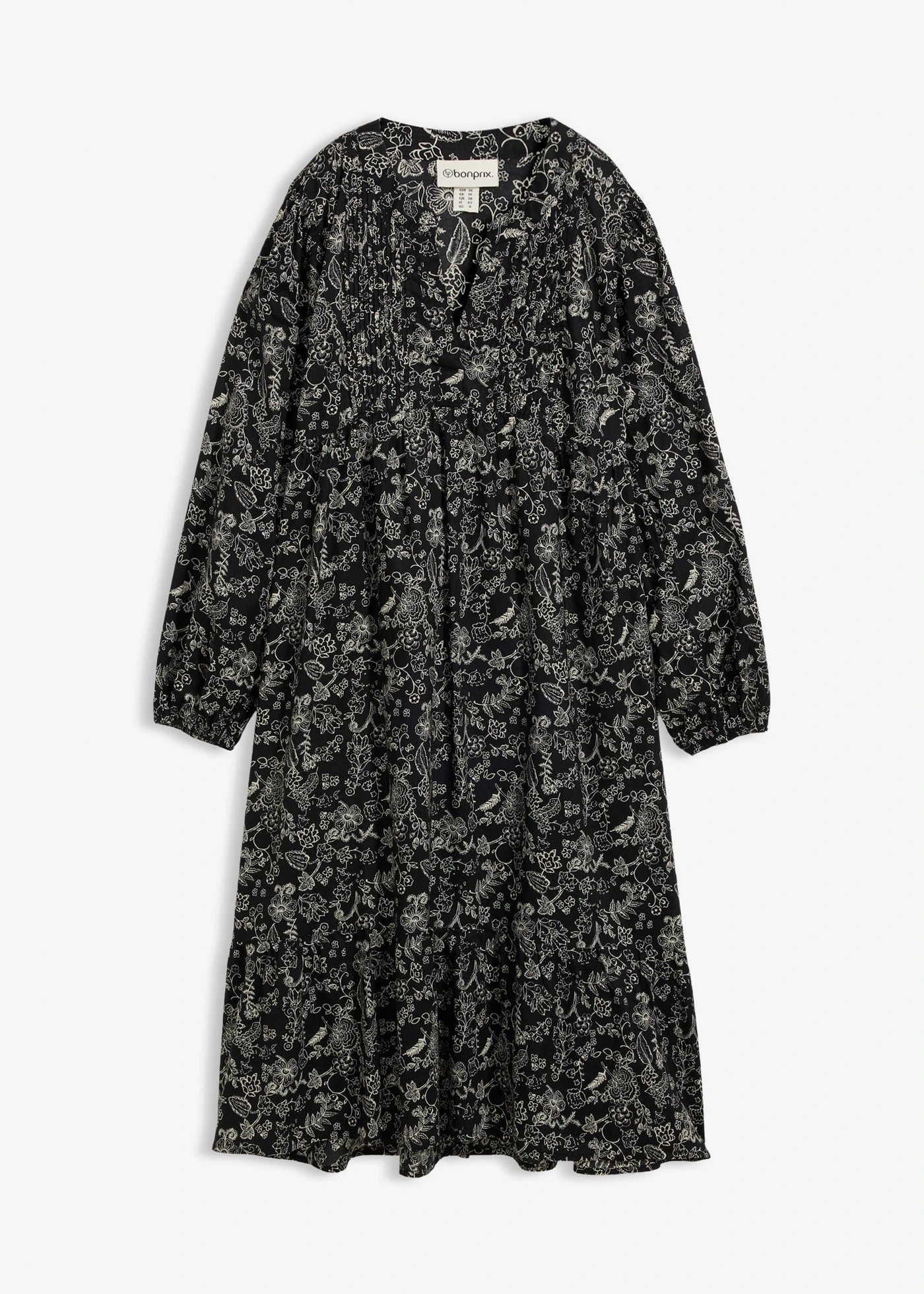 Midi jurk van katoen • zwart gebloemd • bonprix online shop