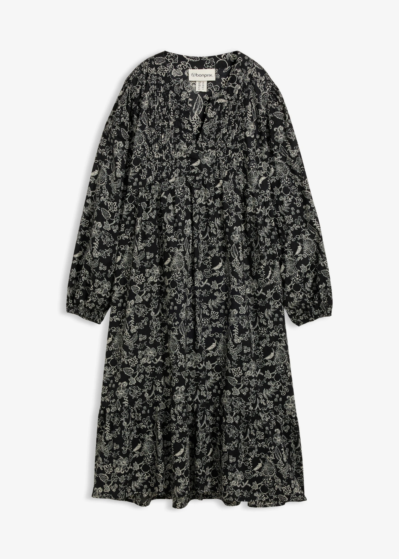 Rochie midi din bumbac • negru înflorat • magazin bonprix