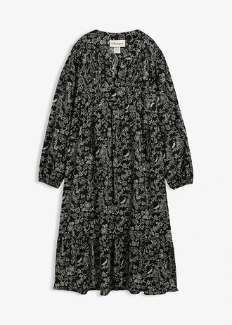 Sukienka midi z bawełny • czarny w kwiaty • sklep bonprix