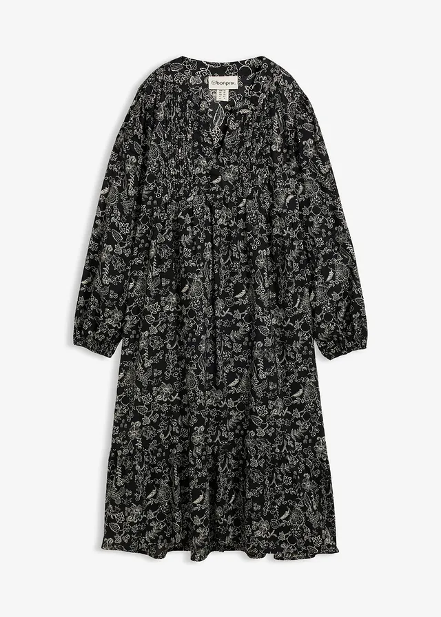 Midi jurk van katoen • zwart gebloemd • bonprix online shop