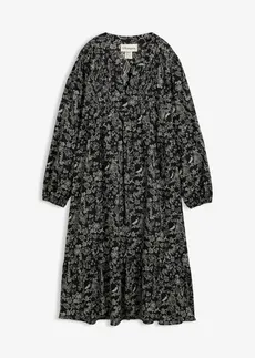 Rochie midi din bumbac • negru înflorat • magazin bonprix