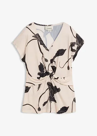 Bluză tricot, culoare: crem/negru floral