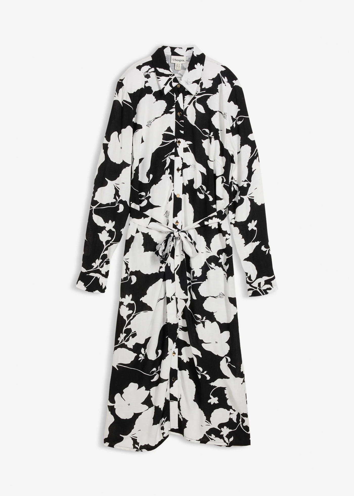 Blousejurk van soepele viscose • zwart-wit gebloemd • bonprix online shop