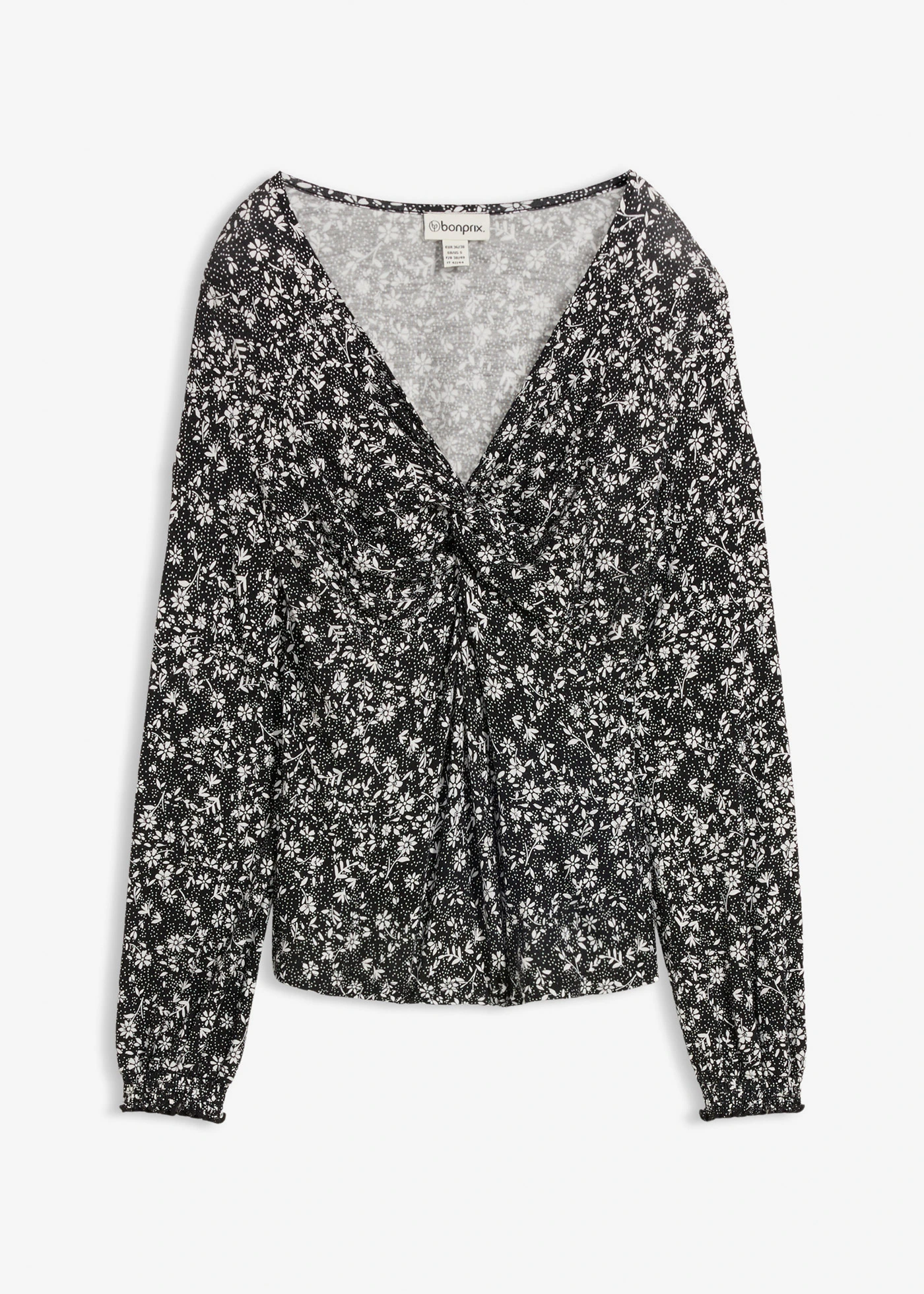 T-shirt en viscose fluide • noir-écru floral • Boutique bonprix