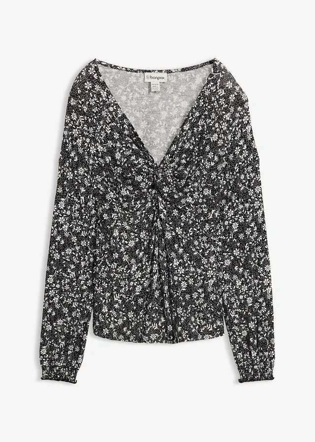 Shirt van soepele viscose • zwart/wolwit gebloemd • bonprix online shop