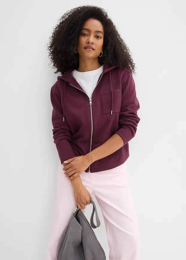 Sweat zippé à capuche avec polyester recyclé • bordeaux • product-page.page-title-suffix
